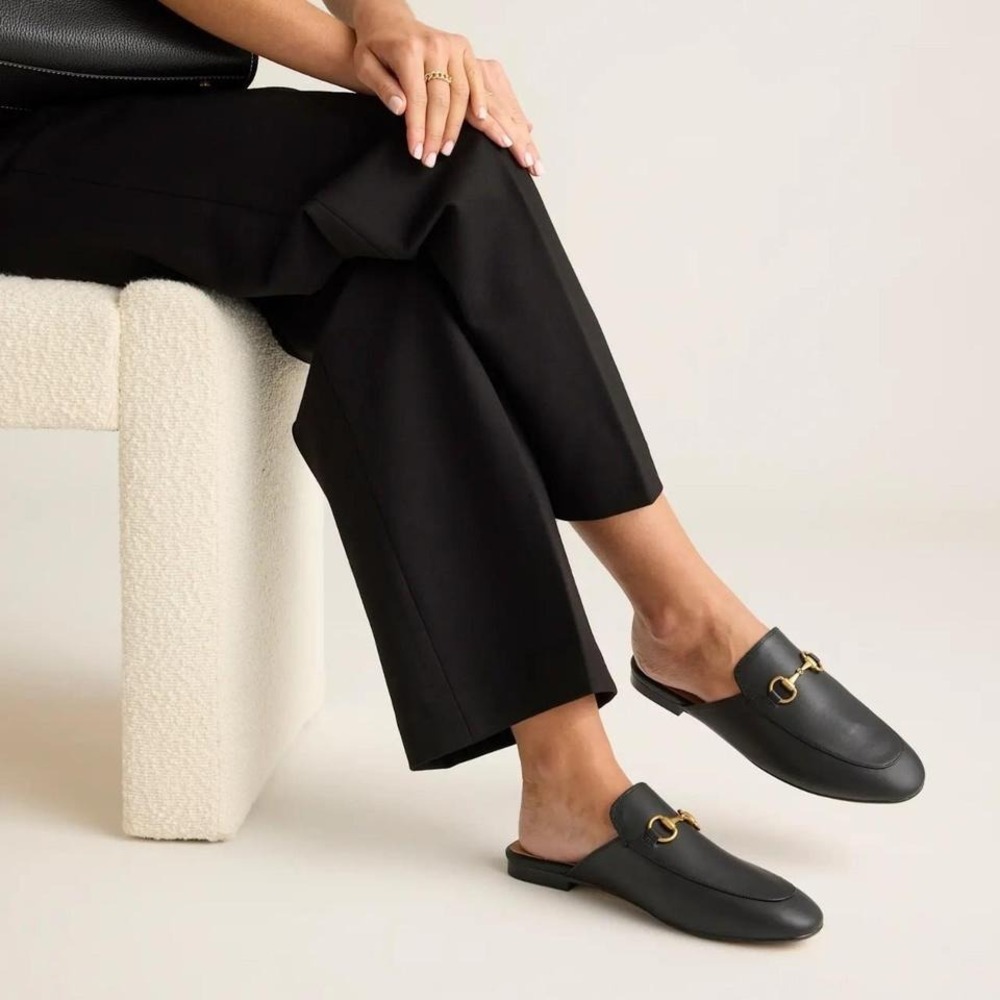 Quince Italian Leather Horsebit Loafer Mule - Black/ Size 8 - Picture 8 of 8